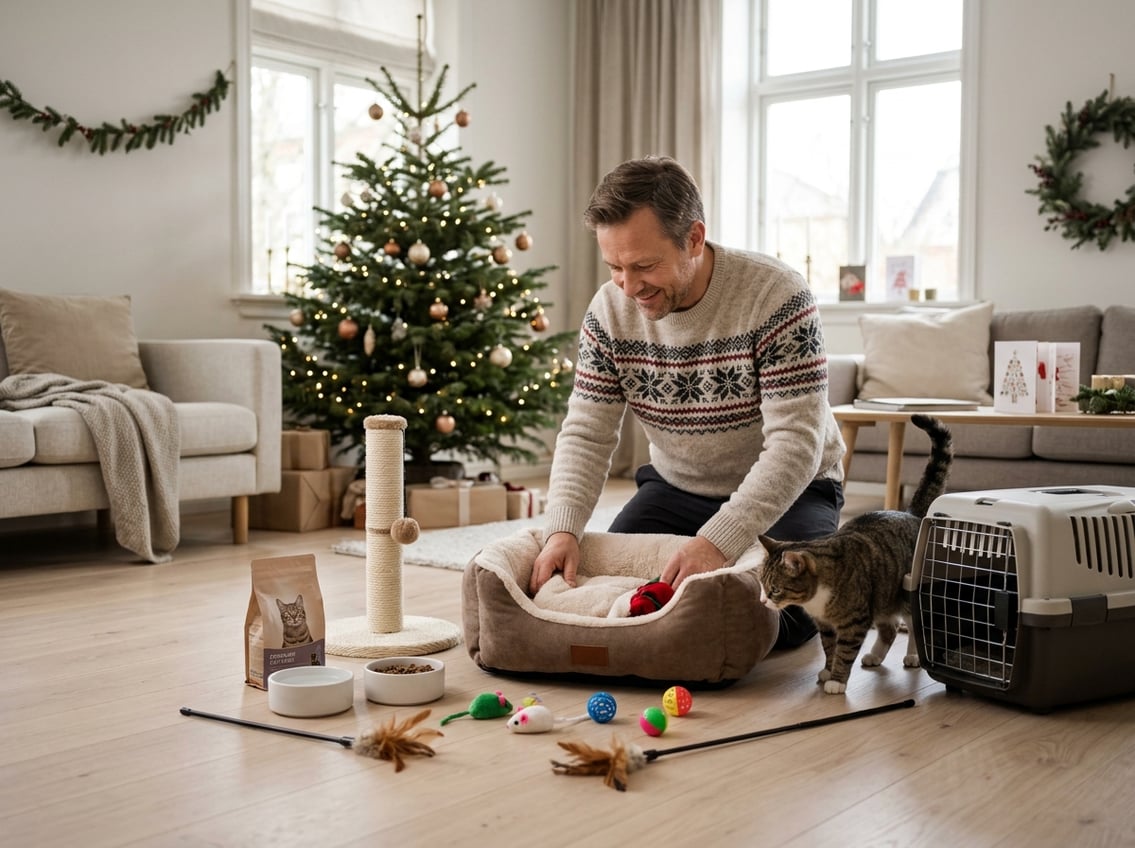 Hvis far ønsker sig en kat til jul skal udstyret være klar først